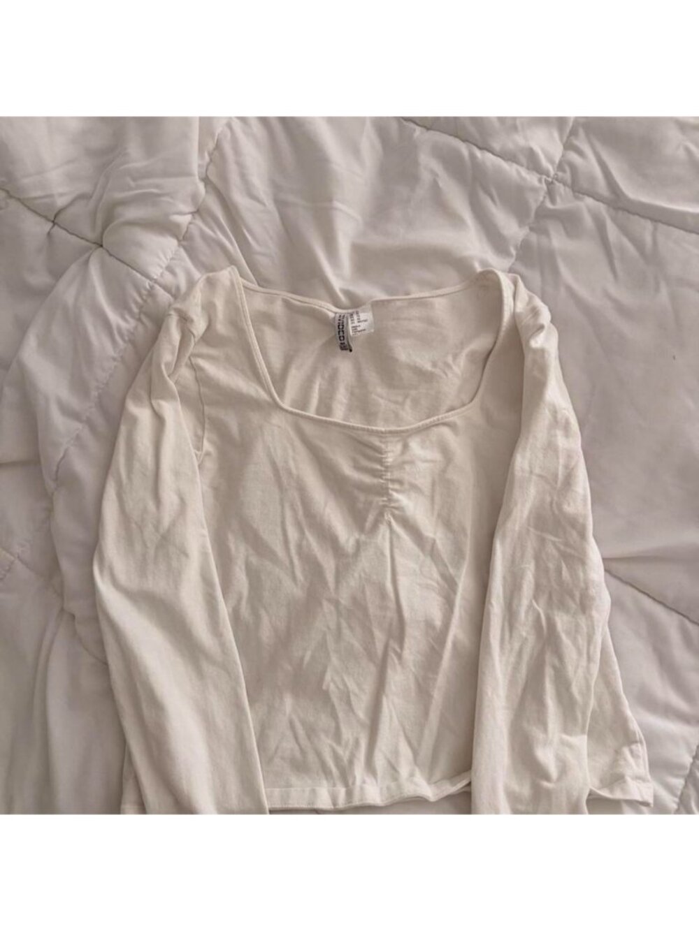 H&M white long sleeve crop top in XL #hm #basics